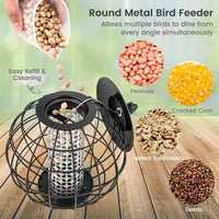 Squirrel-Proof Bird Feeder for Outdoor Hanging, Caged Seed Feeder for Wild Birds