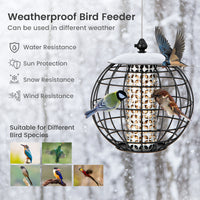 Squirrel-Proof Bird Feeder for Outdoor Hanging, Caged Seed Feeder for Wild Birds