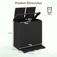 235 L Outdoor Trash Can, Waterproof Double Bucket Waste Bin,Garden, Deck,Kitchen
