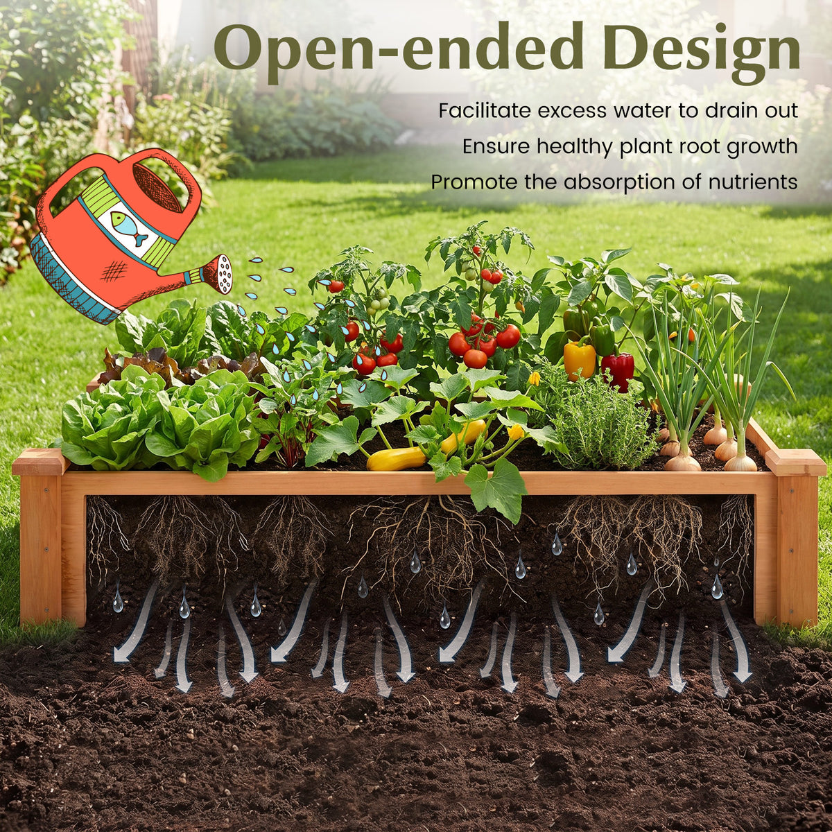 Giantex 48" x 24" x 10" Wooden Raised Garden Bed, Rectangular Planter Box