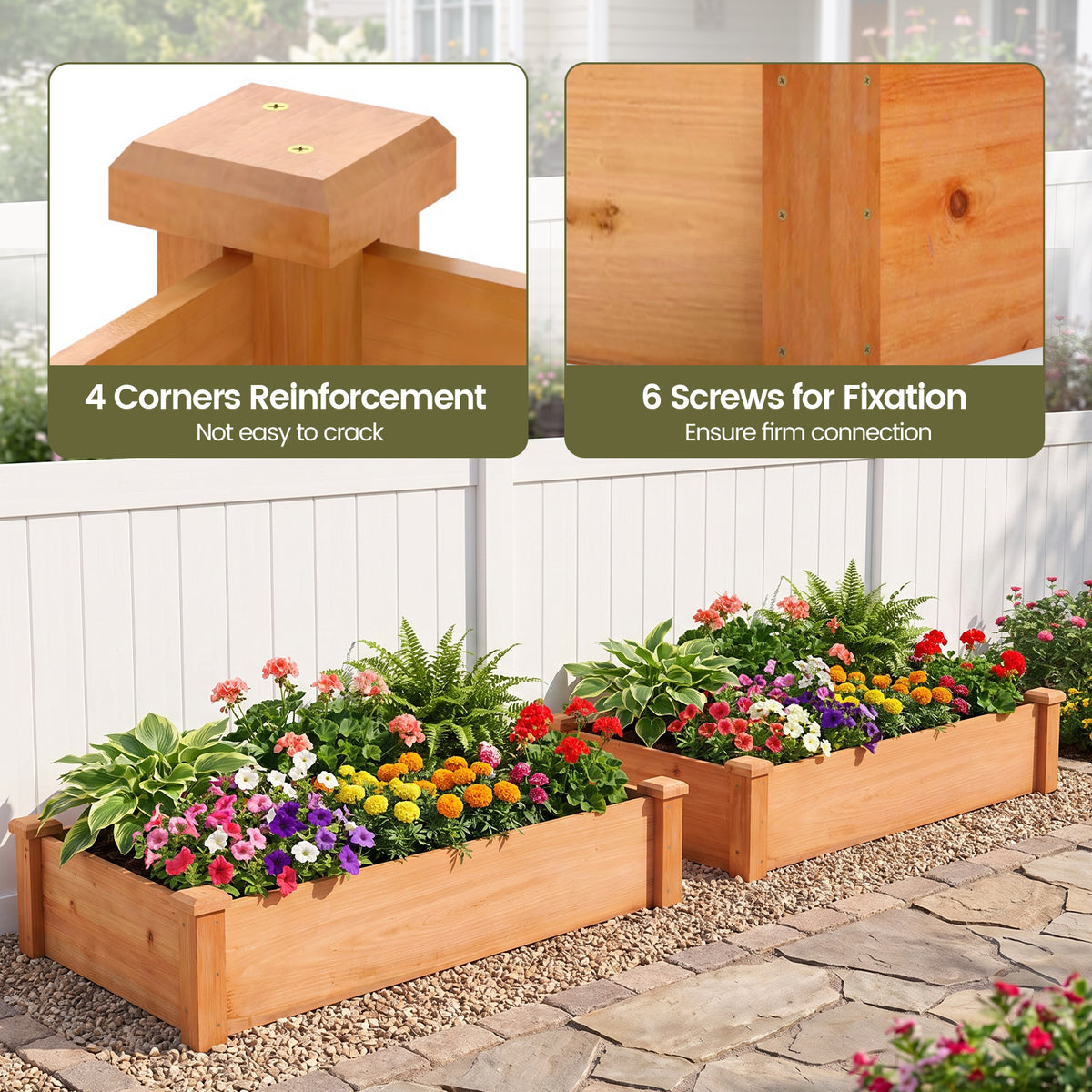 Giantex 48" x 24" x 10" Wooden Raised Garden Bed, Rectangular Planter Box
