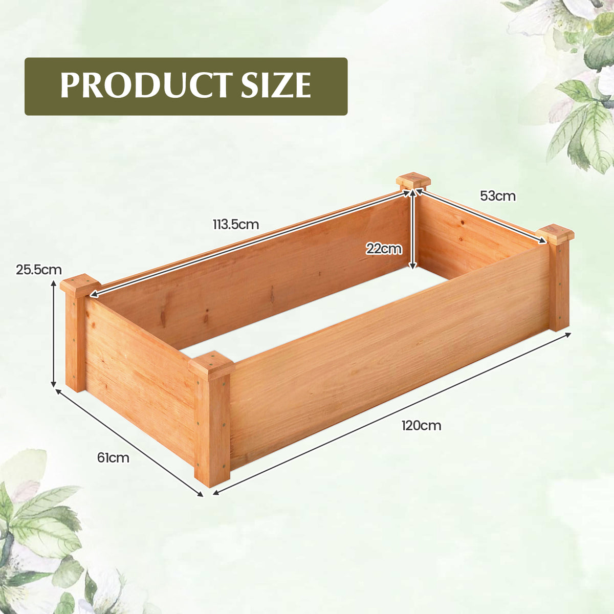 Giantex 48" x 24" x 10" Wooden Raised Garden Bed, Rectangular Planter Box