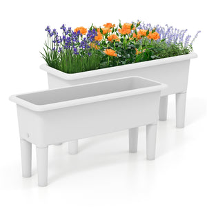 2 PCS Raised Garden Beds, Self-Watering Planter Box with Detachable Legs & Drainage Hole