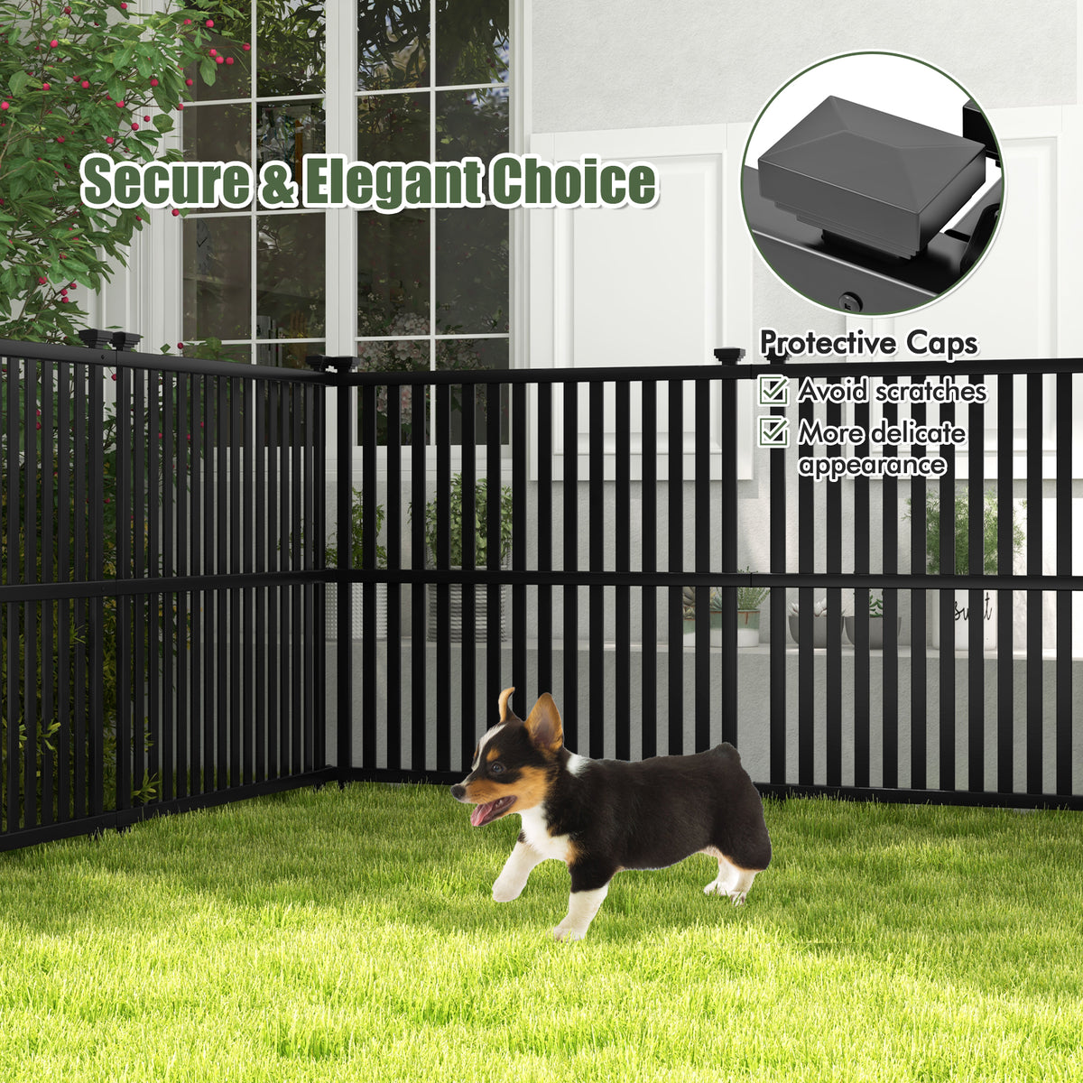 Air Conditioner Fence Panel, 114 x 114 cm Privacy Screen with Metal Ground Stakes