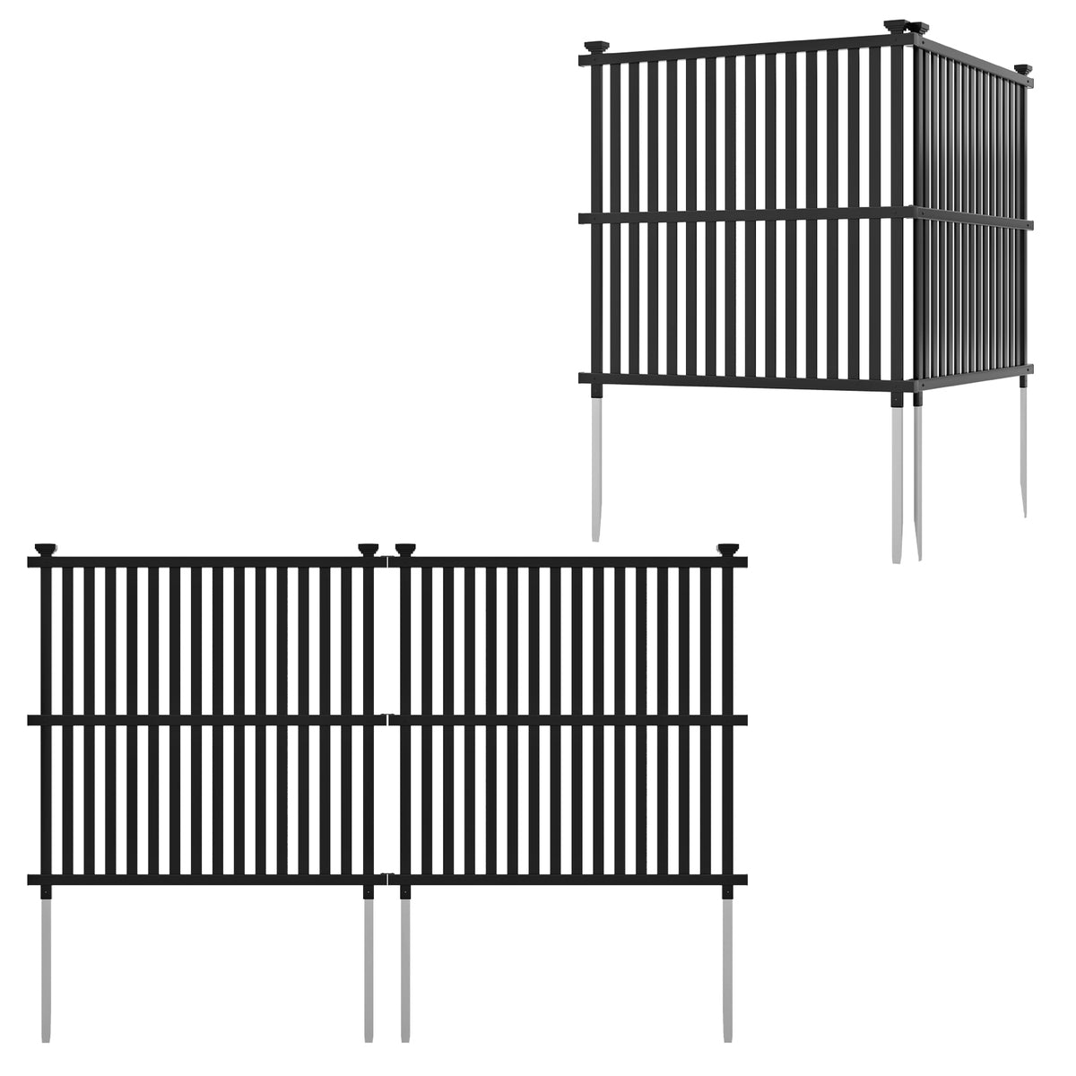 Air Conditioner Fence Panel, 114 x 114 cm Privacy Screen with Metal Ground Stakes