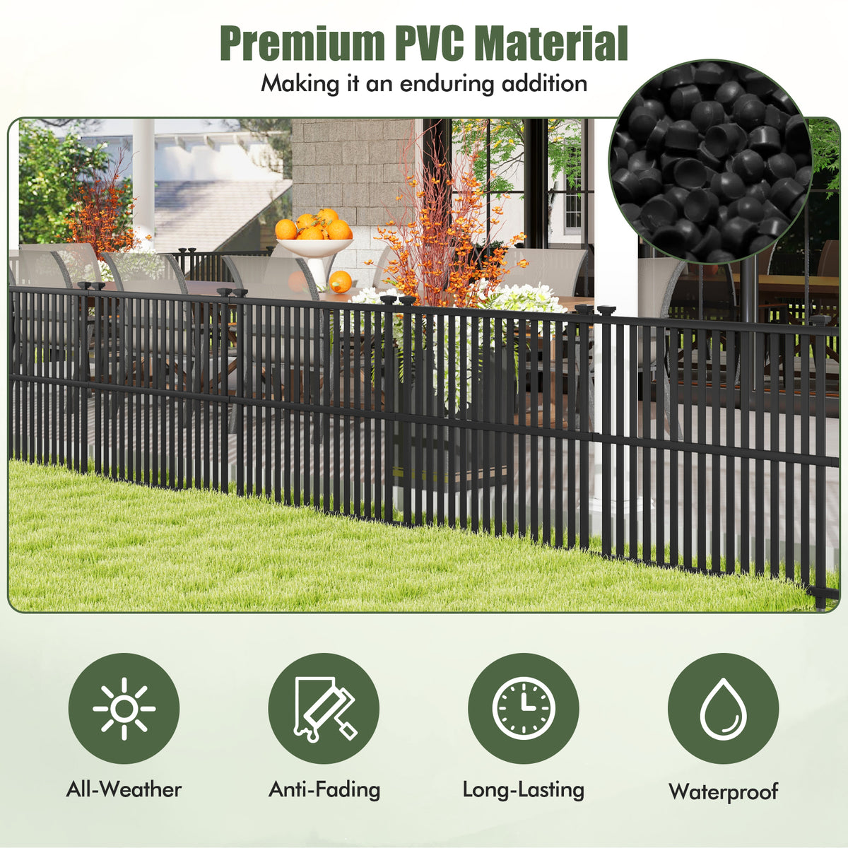Air Conditioner Fence Panel, 114 x 114 cm Privacy Screen with Metal Ground Stakes