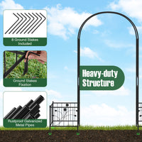 2 in 1 Garden Arbor, 218cm Garden Trellis Pergola w/2 Side Planters, 8 Ground Stakes, Sturdy Metal Frame