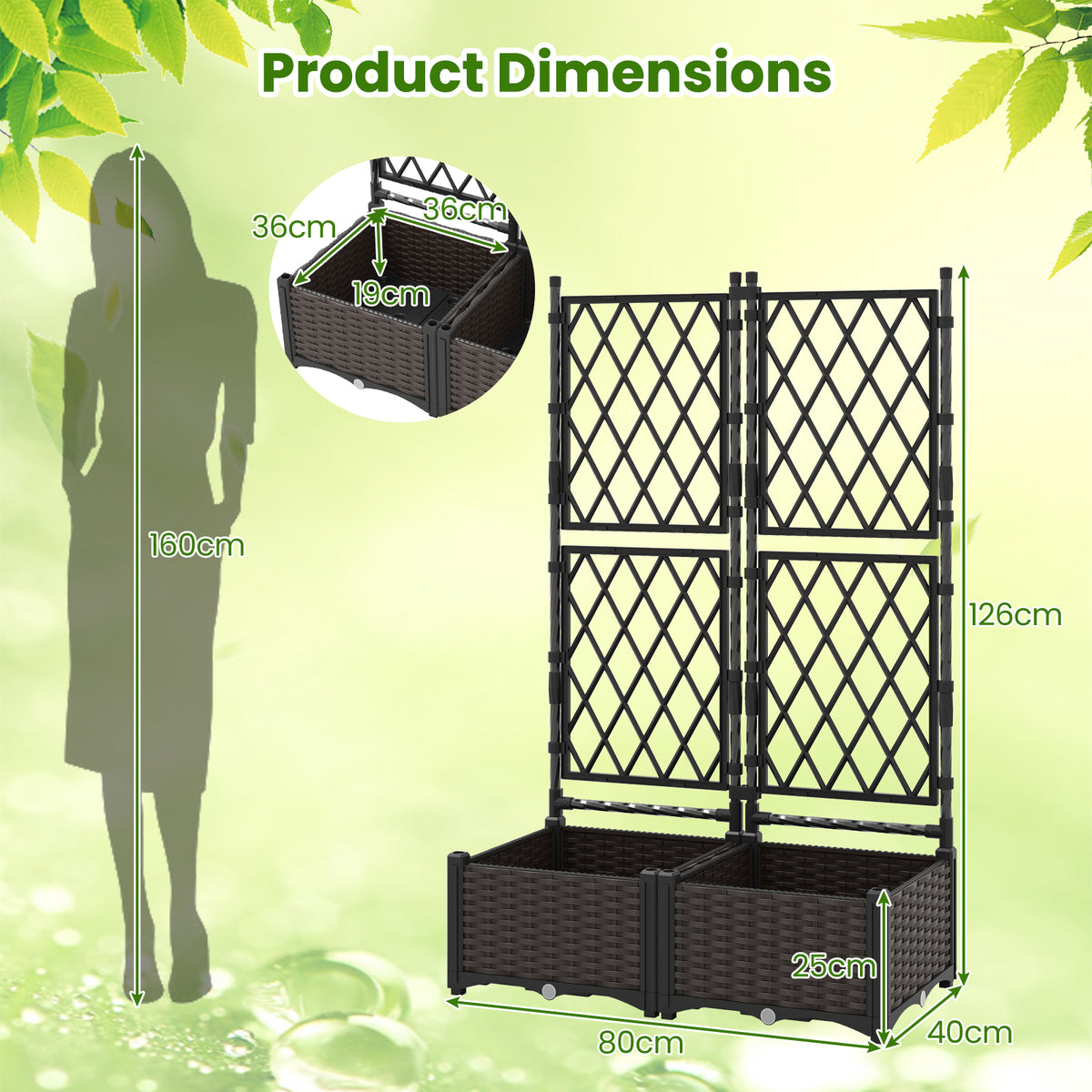 Raised Garden Bed w/ Lattice Trellis