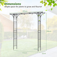 2M Garden Arbor, Metal Archway Perfect for Roses and Climbing Plants, Decorative Lawn Arbor