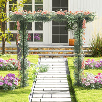 2M Garden Arbor, Metal Archway Perfect for Roses and Climbing Plants, Decorative Lawn Arbor