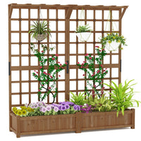 Giantex 72" Large Raised Garden Bed with Trellis & Roof, Wooden Garden Bed