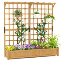 Giantex 72" Large Raised Garden Bed with Trellis & Roof, Wooden Garden Bed