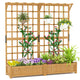 Giantex 72" Large Raised Garden Bed with Trellis & Roof, Wooden Garden Bed