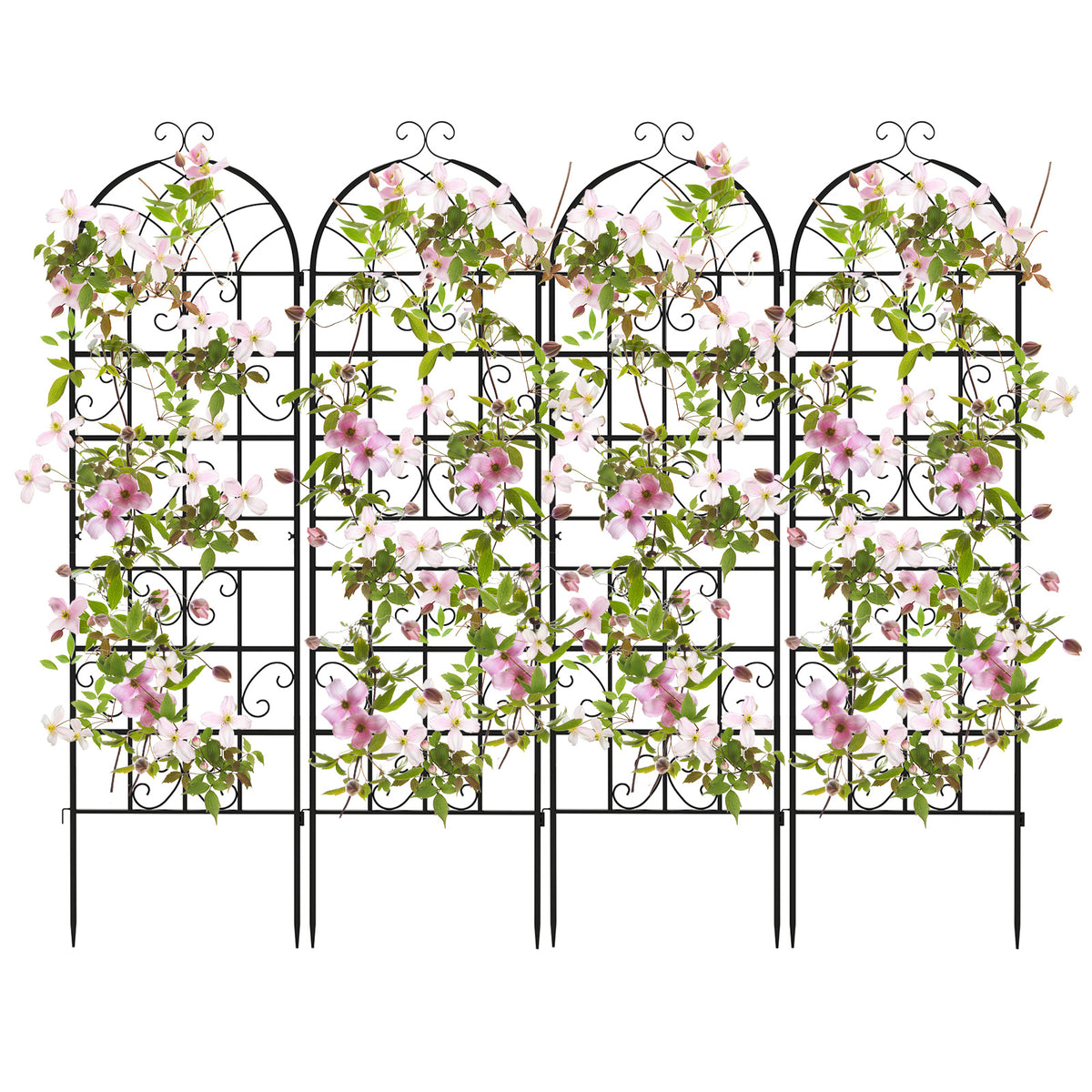 2/4 Pack Metal Garden Trellis 50 x 180 cm, Decorative Outdoor Trellis for Climbing Plants