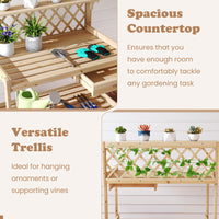 Garden Potting Bench Table, Wooden Planting Workstation
