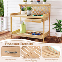 Garden Potting Bench Table, Wooden Planting Workstation