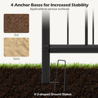 Metal Garden Arbor with Planter Boxes Arch Trellis with Ground Stakes for Climbing Plants