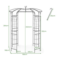 Birdcage Shape Arch,286 cm High x 206cm Wide, Heavy-Duty Wrought Metal Arbor for Climbing Plants