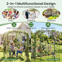 Birdcage Shape Arch,286 cm High x 206cm Wide, Heavy-Duty Wrought Metal Arbor for Climbing Plants