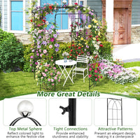 Birdcage Shape Arch,286 cm High x 206cm Wide, Heavy-Duty Wrought Metal Arbor for Climbing Plants