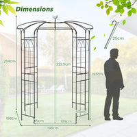Birdcage Shape Arch,286 cm High x 206cm Wide, Heavy-Duty Wrought Metal Arbor for Climbing Plants