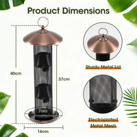 Metal Mesh Tube Bird Feeder with Squirrel Proof and 1.6KG Capacity
