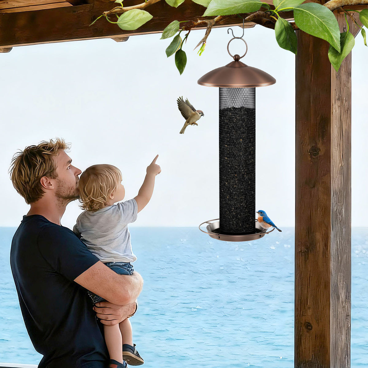 Metal Mesh Tube Bird Feeder with Squirrel Proof and 1.6KG Capacity