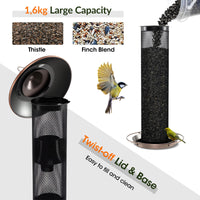 Metal Mesh Tube Bird Feeder with Squirrel Proof and 1.6KG Capacity
