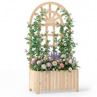 Wooden Raised Garden Bed with Trellis, 121/182 cm Outdoor Planter Box w/Privacy Screen