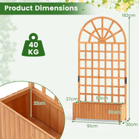 Wooden Raised Garden Bed with Trellis, 121/182 cm Outdoor Planter Box w/Privacy Screen