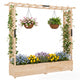 Raised Garden Bed with 2-Sided Trellis & Hanging Roof, Fir Wood Planter Box