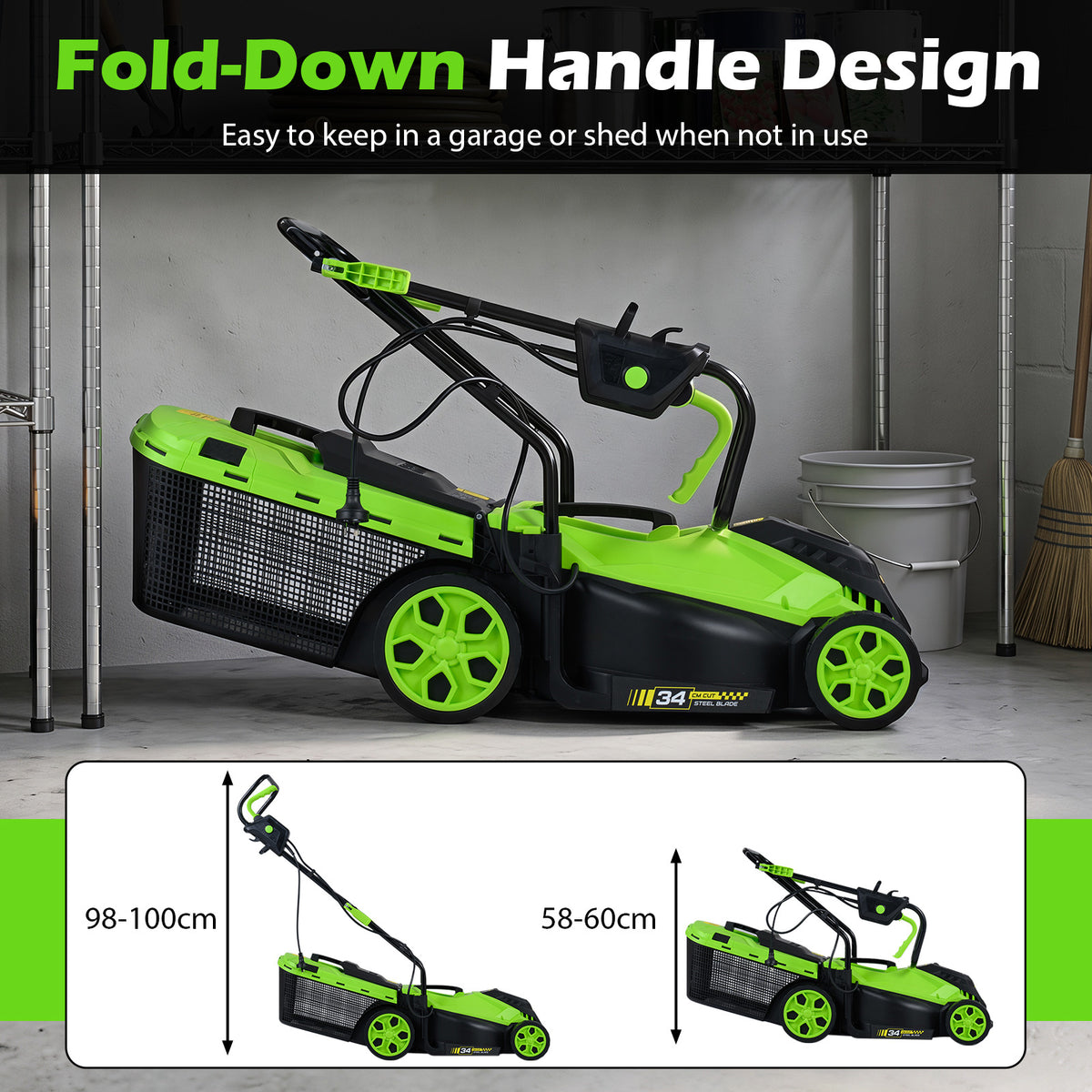 12-Amp Corded Electric Lawn Mower with 5-Position Height Adjustment