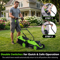 12-Amp Corded Electric Lawn Mower with 5-Position Height Adjustment