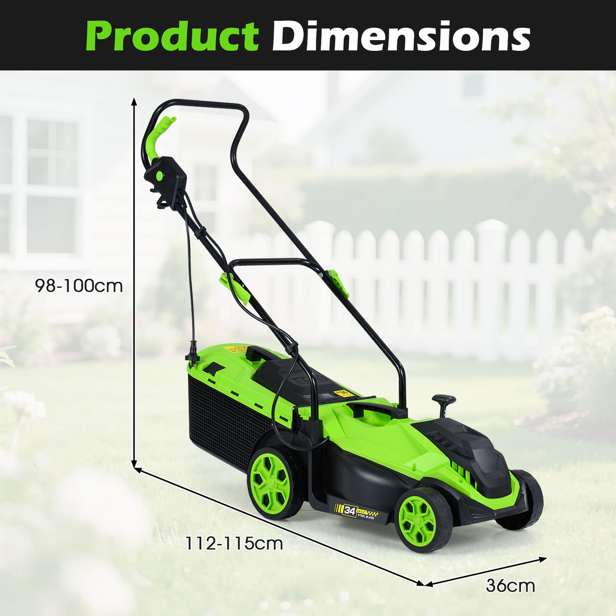 12-Amp Corded Electric Lawn Mower with 5-Position Height Adjustment