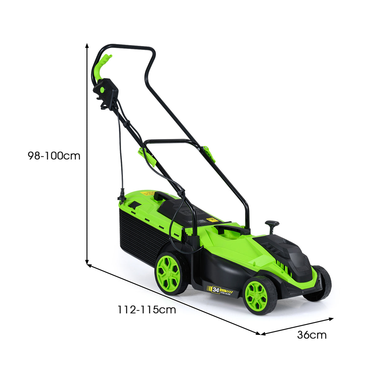12-Amp Corded Electric Lawn Mower with 5-Position Height Adjustment