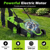 12-Amp Corded Electric Lawn Mower with 5-Position Height Adjustment
