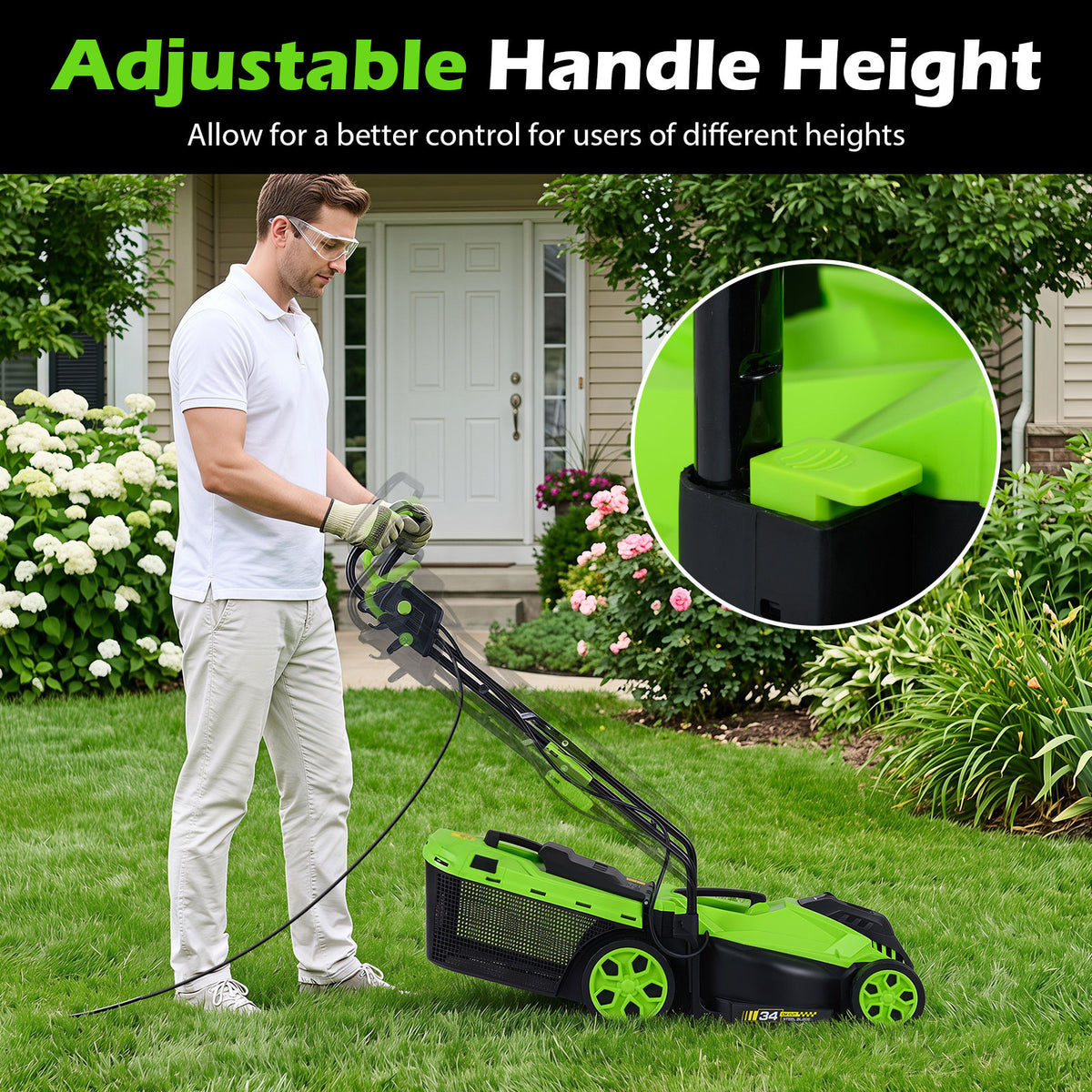 12-Amp Corded Electric Lawn Mower with 5-Position Height Adjustment