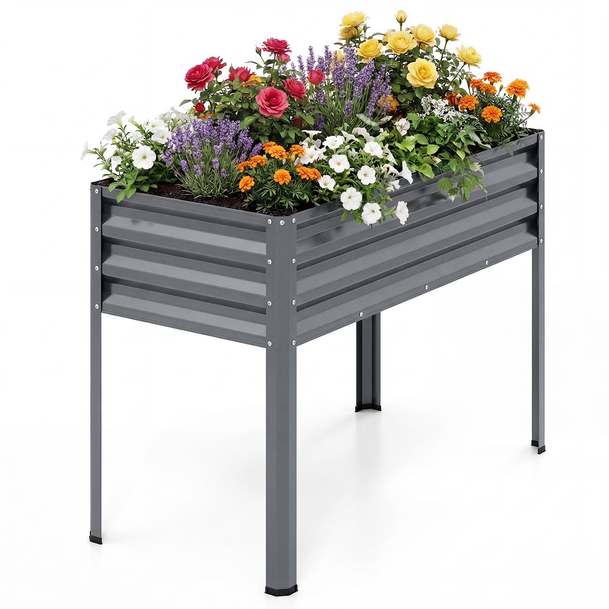 1/2 Piece Electro-Coating Metal Large Raised Garden Bed with Legs for Vegetable Flower Fruit Herb