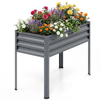 1/2 Piece Electro-Coating Metal Large Raised Garden Bed with Legs for Vegetable Flower Fruit Herb