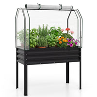 3-in-1 Raised Garden Bed with Greenhouse Cover and Trellis for Flower Herb Vegetable