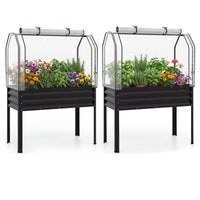 3-in-1 Raised Garden Bed with Greenhouse Cover and Trellis for Flower Herb Vegetable