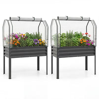 3-in-1 Raised Garden Bed with Greenhouse Cover and Trellis for Flower Herb Vegetable