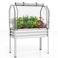 3-in-1 Raised Garden Bed with Greenhouse Cover and Trellis for Flower Herb Vegetable