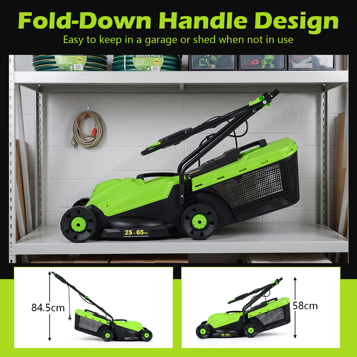 Electric Lawn Mower with 5-Position Height Adjustment