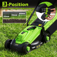 Electric Lawn Mower with 5-Position Height Adjustment