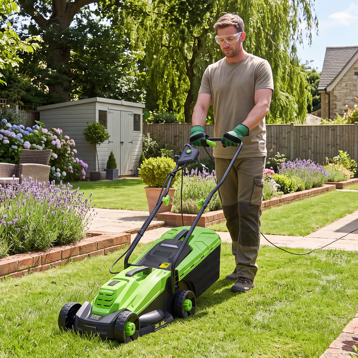Electric Lawn Mower with 5-Position Height Adjustment
