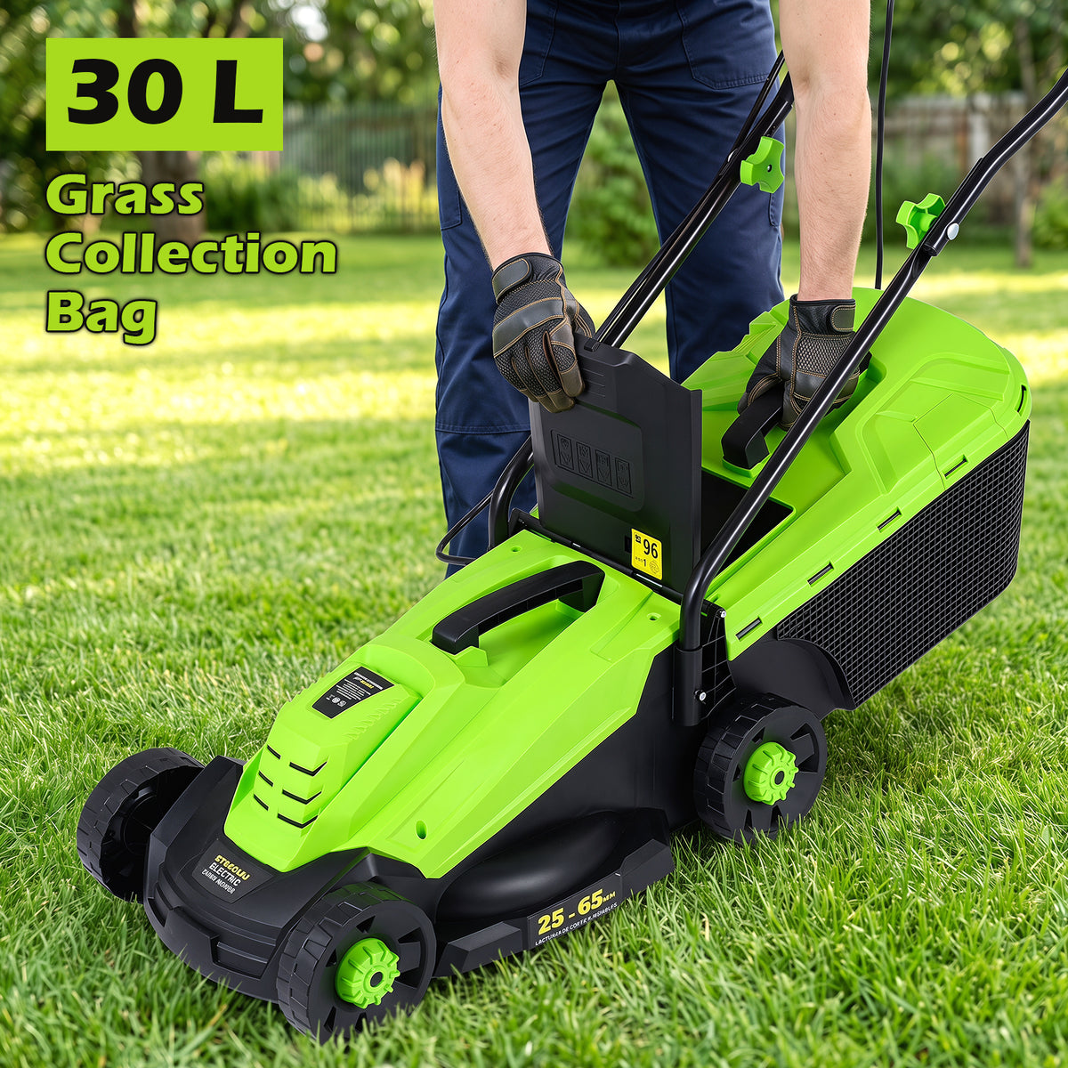 Electric Lawn Mower with 5-Position Height Adjustment