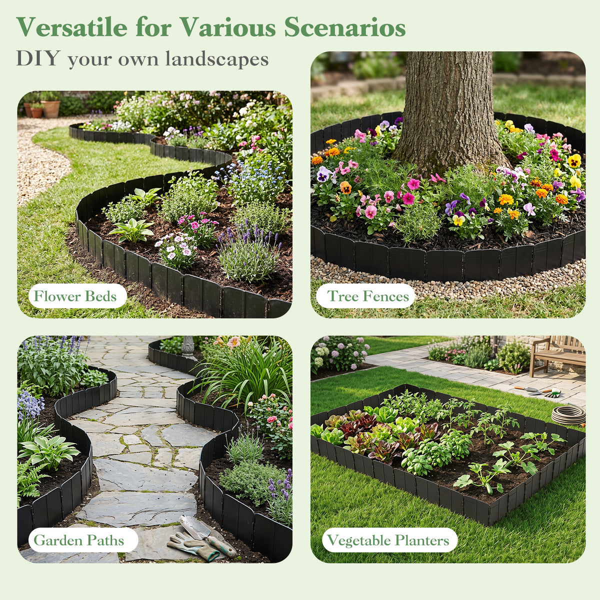Plastic Garden Edging Kit Interlocking Design for Landscaping and Lawn