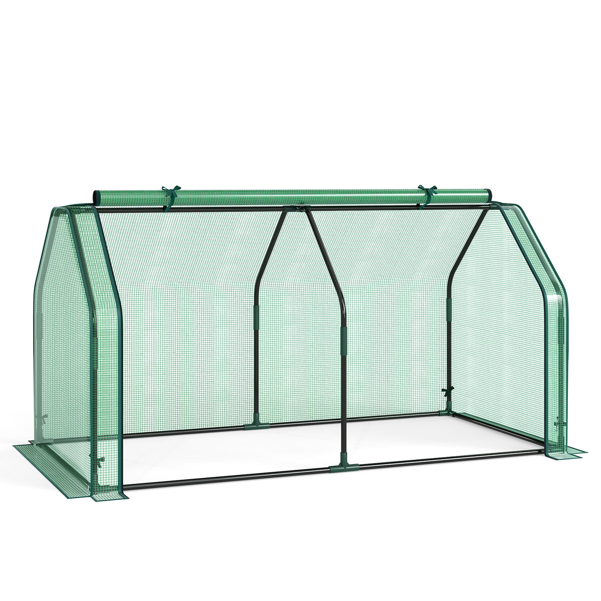 Portable Mini Greenhouse with Roll-up Zipper Door and Metal Frame