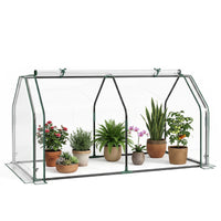 Portable Mini Greenhouse with Roll-up Zipper Door and Metal Frame